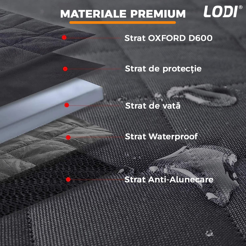 Husa Auto Protectie si Transport Animale Lodi13, anti-zgarieturi, waterproof, impermeabila, accesoriu inclus, material OXFORD D600, negru