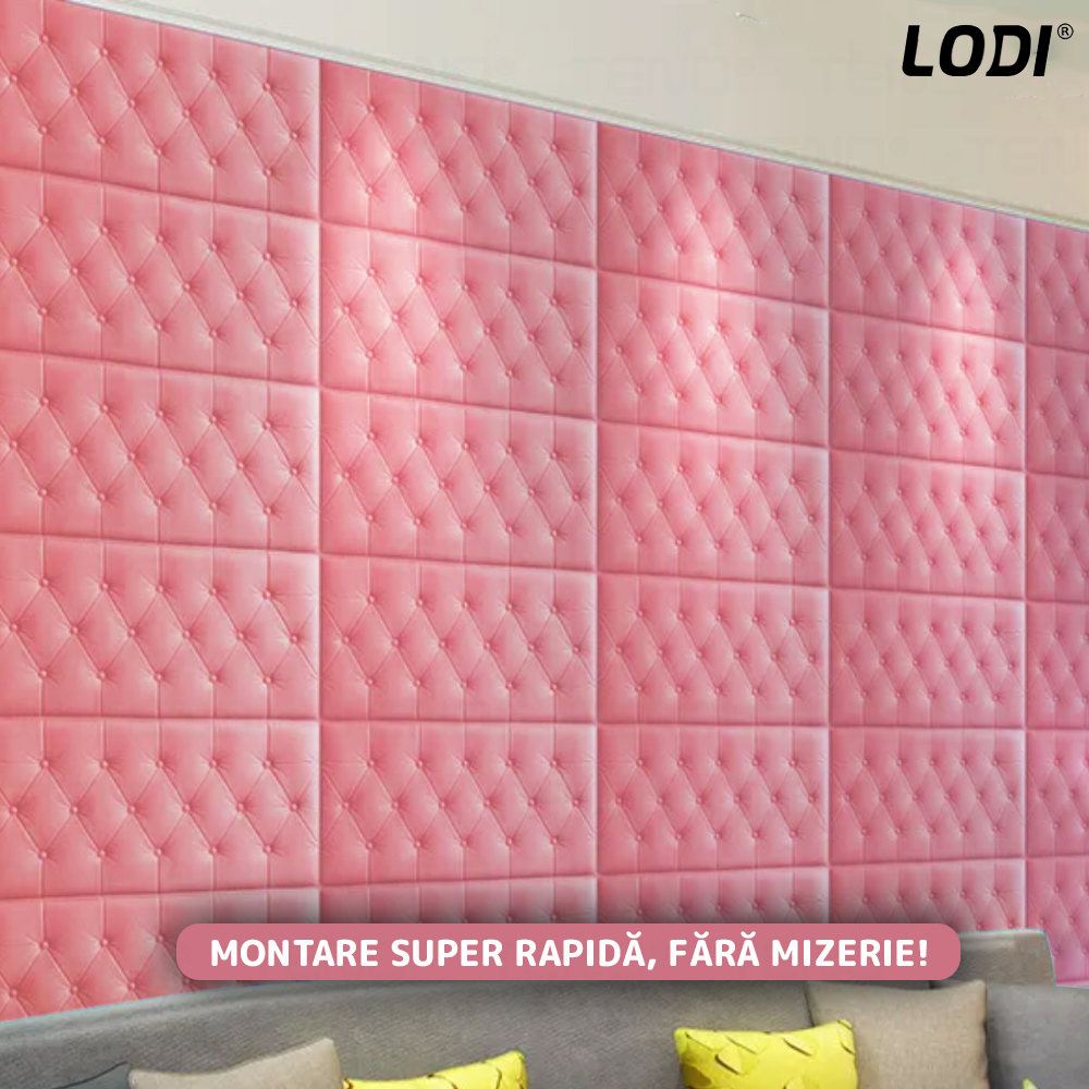 Set Tapet 3D Lodi387, suprafata acoperire 2.45 mp, autoadeziv, waterproof, design modern, usor de montat, 70x35cm, roz