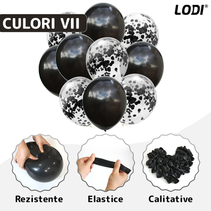 Set 10 Baloane Lodi771, Confeti, pentru Petreceri/Aniversari/Evenimente, o singura dimensiune, 2 culori, latex, negru