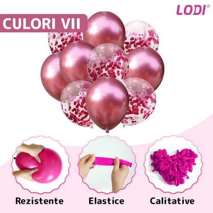 Set 10 Baloane Lodi726, Confeti, pentru Petreceri/Aniversari/Evenimente, o singura dimensiune, 2 culori, latex, roz