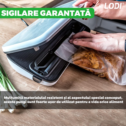 Set de  Role Folii pentru Vidat Universale Lodi, 5m x 15cm, compatibile cu orice aparat de vidat, gofrate, reutilizabile, rezistente la caldura, transparente