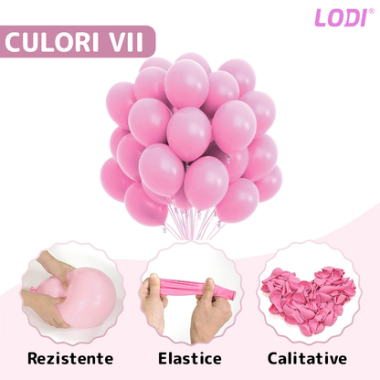 Set 100 Baloane Lodi253, pentru Petreceri/Aniversari/Evenimente, o singura dimensiune, latex, roz
