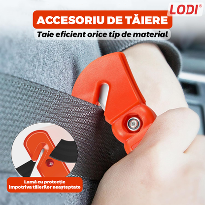 Set 2 Dispozitive de Spart Geamul Lodi1066 tip ciocan, doua capete, cutter pentru taiat centura, protectie anti-taieturi, carcasa inclusa, rosu