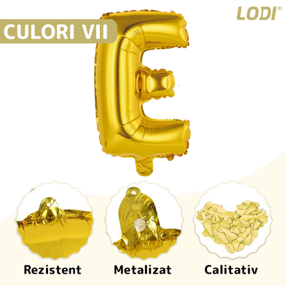 Balon in Forma de Litera E Lodi1468, metalizat, pentru Petreceri/Aniversari/Evenimente, rezistent, folie, gold, 40 cm