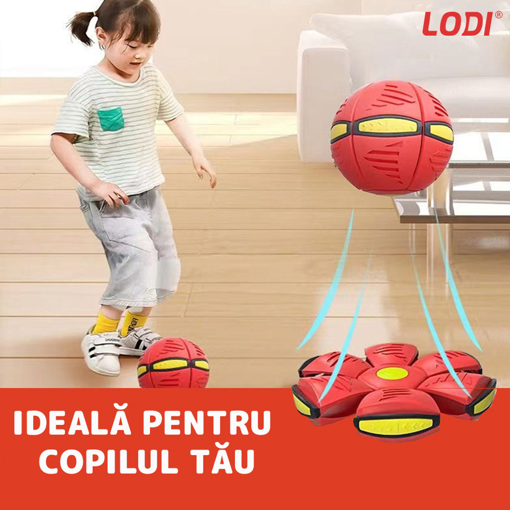 Minge Zburatoare Transformabila in Disc Frisbee Lodi341, 2 moduri de joaca, 23 cm, rosu