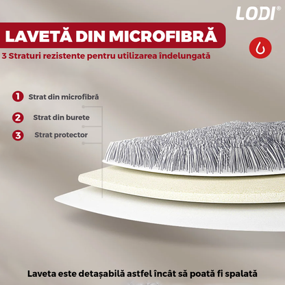 Stergator de Geamuri Multifunctional tip Sticla Lodi707, laveta detasabila, racleta pentru curatare si lustruire, sticla de spray incorporata, rosu
