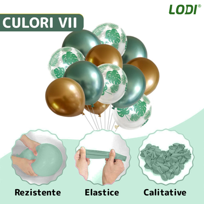 Set 15 Baloane Lodi305, Model Frunze, pentru Petreceri/Aniversari/Evenimente, o singura dimensiune, 3 culori, latex, verde/auriu/transparent