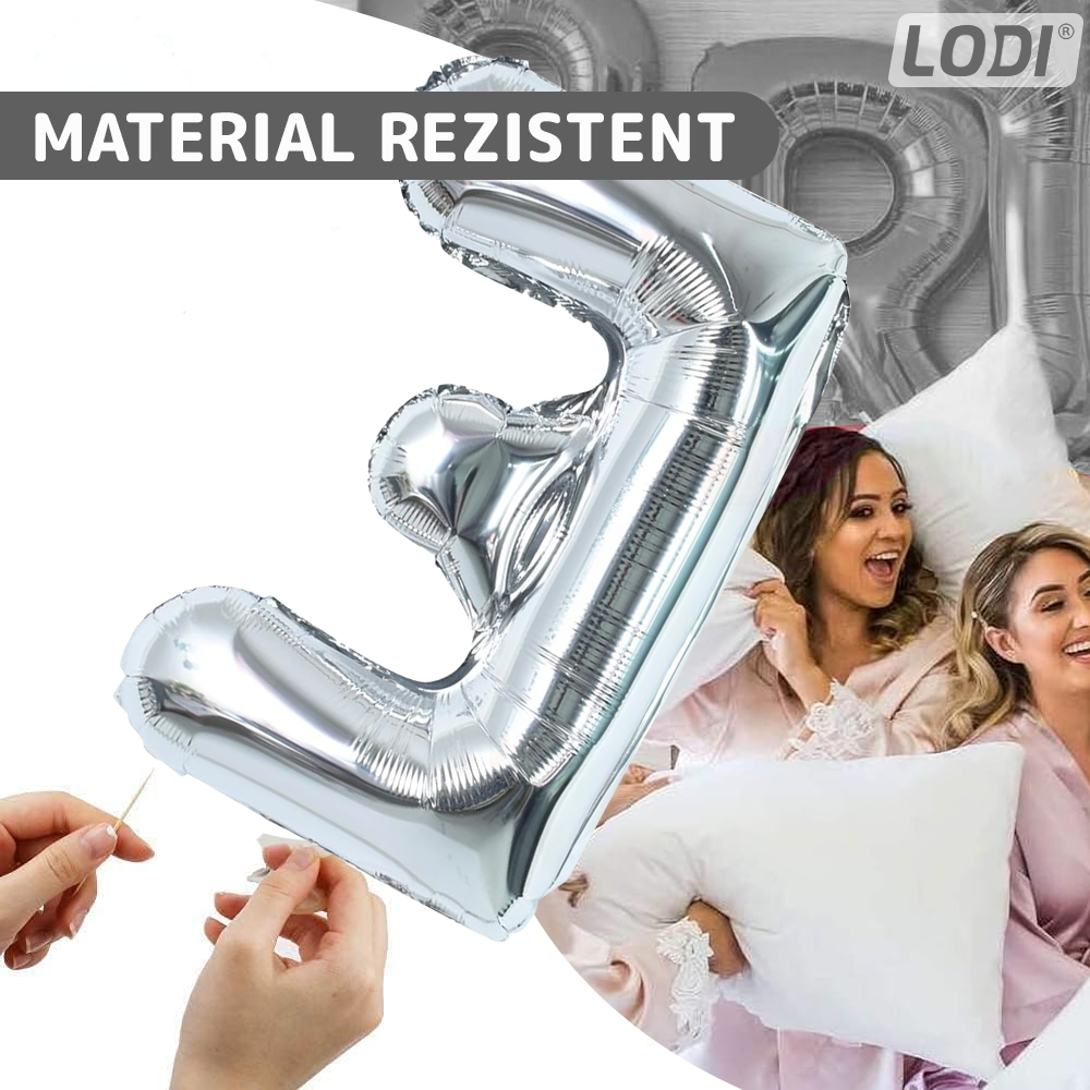 Balon in Forma de Litera E Lodi1022, metalizat, pentru Petreceri/Aniversari/Evenimente,rezistent, folie, argintiu, 40 cm