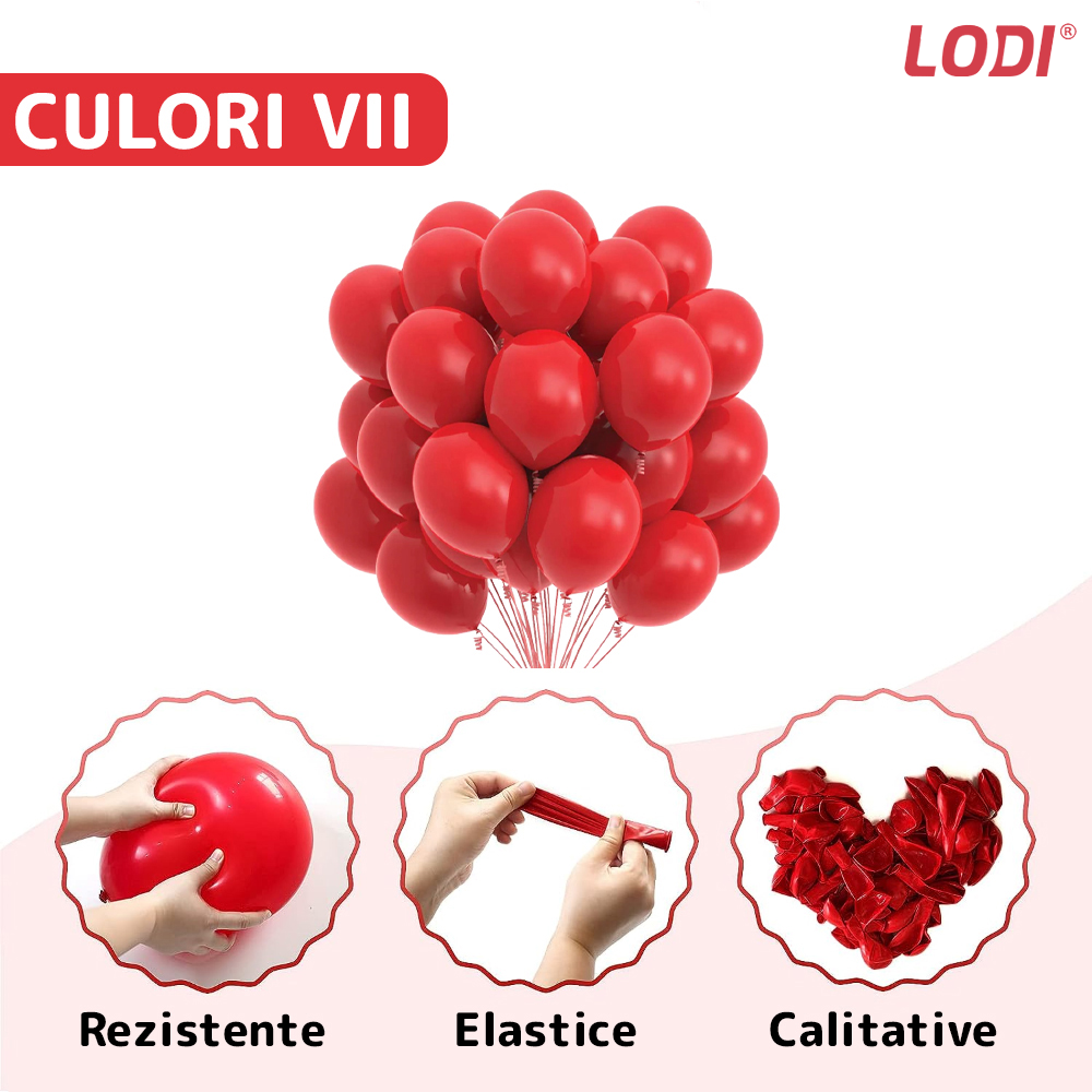 Set 100 Baloane Lodi256, pentru Petreceri/Aniversari/Evenimente, o singura dimensiune, latex, rosu