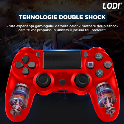 Controller Wireless DoubleShock Lodi1196, compatibil cu PS4, joystick-uri analog, vibratie dubla, baterie performanta, rosu