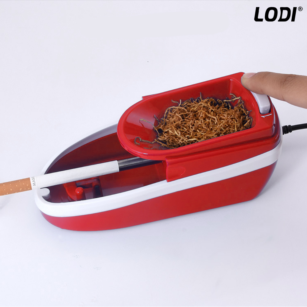 Aparat Electric de Facut Tigari Lodi276, injector tutun, ergonomic, dimensiune standard, adaptor inclus, rosu