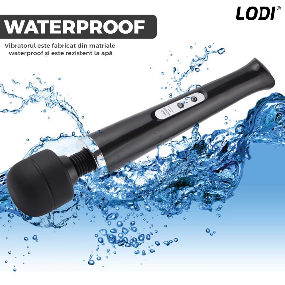 Aparat de Masaj Lodi1093, 10 Frecvente de Vibratii, waterproof, alimentare USB, portabil, elimina durerile musculare, negru