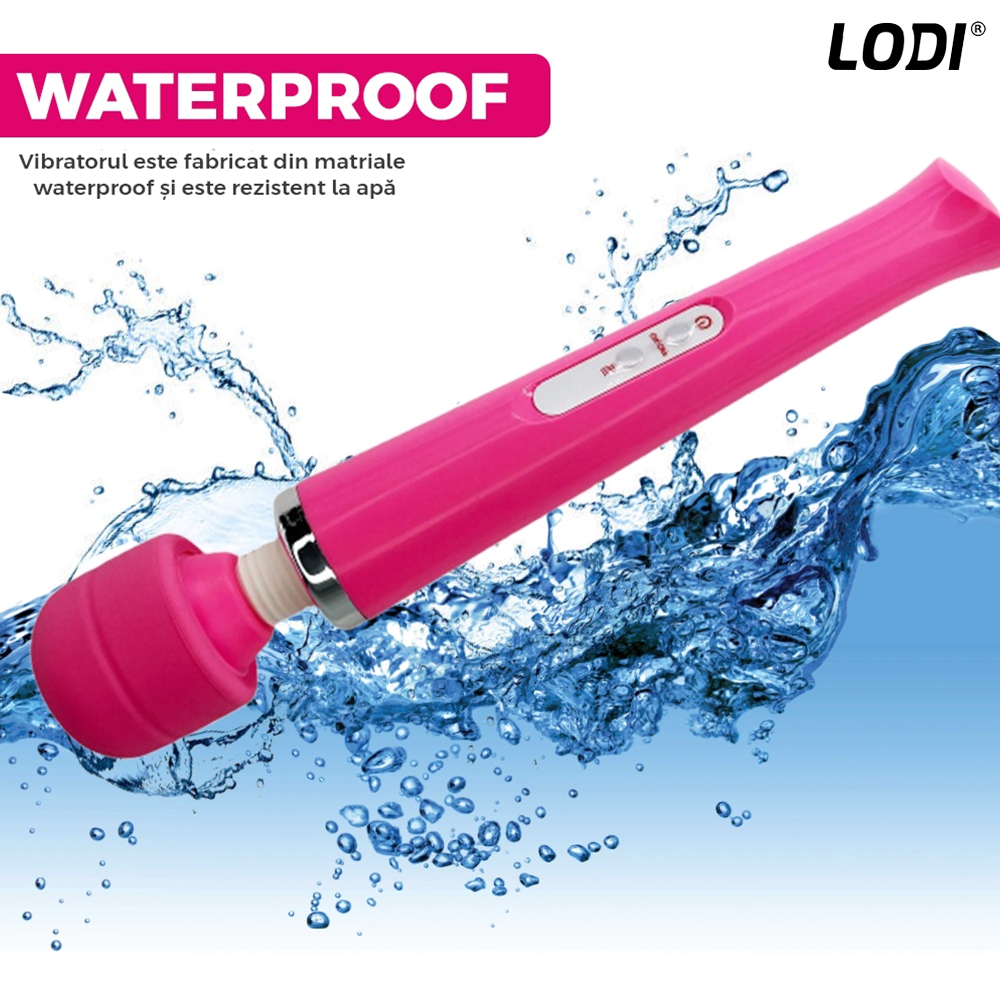 Aparat de Masaj Lodi1094, 10 Frecvente de Vibratii, waterproof, alimentare USB, portabil, elimina durerile musculare, roz