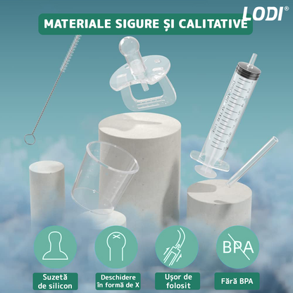Dispenser Gradat Tip Suzeta Lodi41, administrare medicamente sugari, 6 piese, usor de folosit, 10ml, transparent