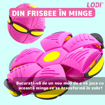 Minge Zburatoare Transformabila in Disc Frisbee Lodi354, 2 moduri de joaca, 23 cm, roz