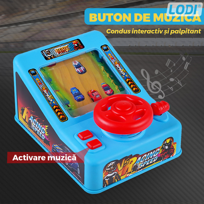 Simulator Auto Curse de Masini Lodi1065, joc interactiv de condus, functii diverse, buton de muzica, sirena, claxon, acceleratie, albastru
