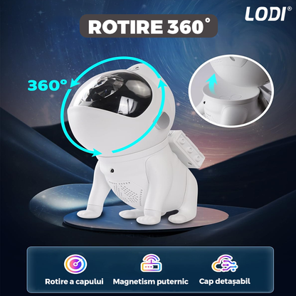 Proiector de Stele Catel Astronaut Lodi548, lampa de veghe pentru copii, reglare 360, sunete albe, trepte de ajustare luminozitate, timer, 15 moduri de iluminare, speaker bluetooth, alb