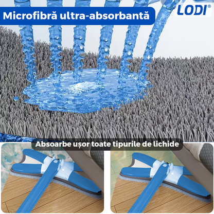 Mop cu Cap in Forma de X Lodi1147, rotire 360 grade, telescopic, curatare usoara, 5 lavete incluse, 123 cm, albastru deschis