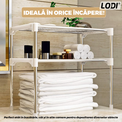 Raft Universal Lodi1484, pretabil cuptor cu microunde, pentru bucatarie/baie/sufragerie, 3 niveluri, din otel inoxidabil, usor de montat, capacitate ridicata, alb