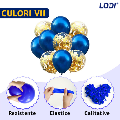 Set 10 Baloane Lodi257, Confeti, pentru Petreceri/Aniversari/Evenimente, o singura dimensiune, 2 culori, latex, albastru/auriu
