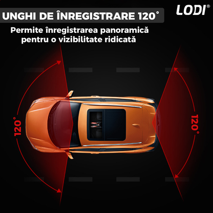 Oglinda Auto Retrovizoare cu Camera Duala Lodi493, video Full HD 1080P, senzor G, 32GB, Night Vision, Display 2.8 inch, linii ghidaj parcare, negru