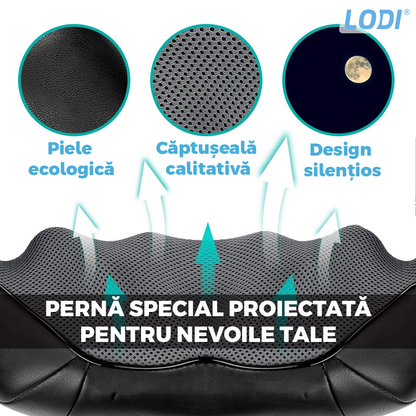 Aparat Profesional pentru Masaj Cervical Lodi329, spate, lombara, abdomen si picioare, shiatsu, 4 puncte de masaj, albastru