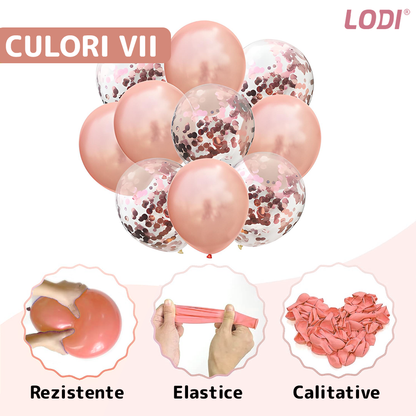 Set 27 Baloane Lodi757, Litere, pentru Petreceri/Aniversari/Evenimente, confetti, stelute, inimioare, model HAPPY BIRTHDAY, rose gold