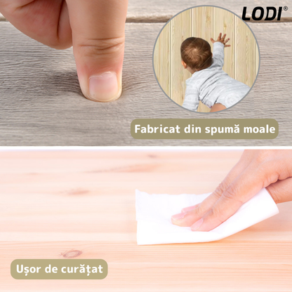 Set Tapet Panou 3D Lodi100, Model Lemn, suprafata acoperire 4.9 mp, autoadeziv, waterproof, usor de montat, design modern, 70x70 cm, galben