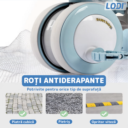Tricicleta Multifunctionala Lodi1106, structura stabila, pedale anti-derapante, suport picioare, cosulet pe spate, spatar detasabil, parasolar, muzica incorporata, albastru