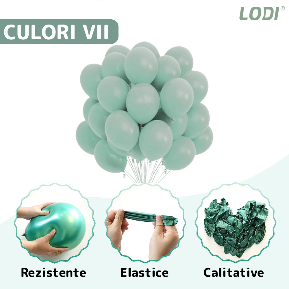 Set 100 Baloane Lodi252, pentru Petreceri/Aniversari/Evenimente, o singura dimensiune, latex, turcoaz