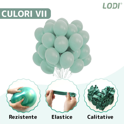 Set 100 Baloane Lodi252, pentru Petreceri/Aniversari/Evenimente, o singura dimensiune, latex, turcoaz