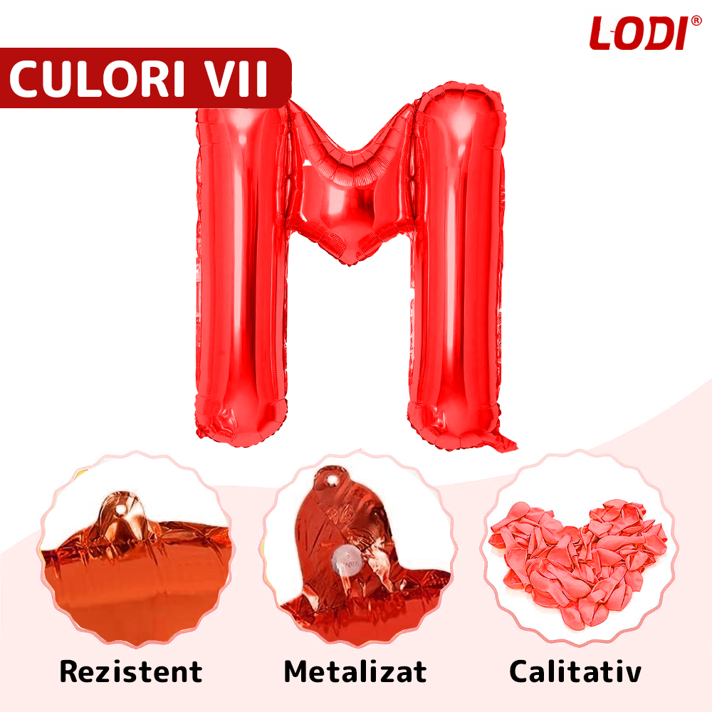 Balon in Forma de Litera M Lodi1476, metalizat, pentru Petreceri/Aniversari/Evenimente, rezistent, folie, rosu, 40 cm