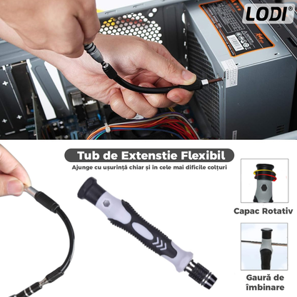 Set Trusa Surubelnite de Precizie 112 in 1 Lodi121,  pentru Macbook, iMac, iPhone, electronice, telefon, PC, otel S2, varf magnetic,  negru