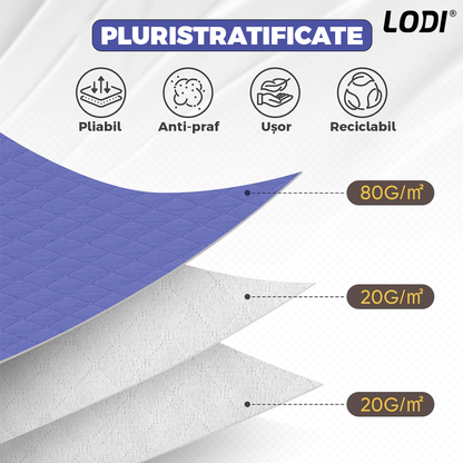 Set 3 Cutii pentru Depozitare si Organizare Lodi1055, 3 dimensiuni, pliabile, maner ranforsat si fereastra transparenta, pentru haine/paturi/ plapumi/ perne/ lenjerii de pat/jucarii, 60 L / 84 L / 105 L, albastru