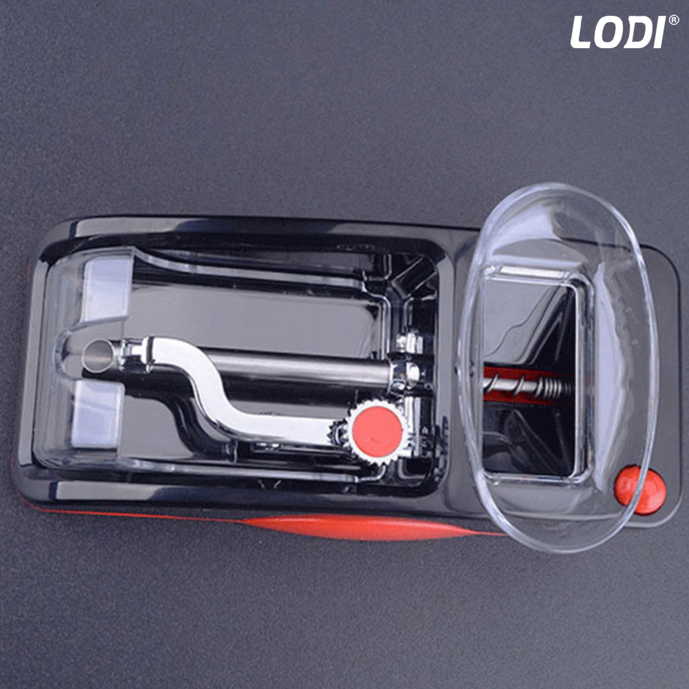 Aparat Electric de Facut Tigari Lodi273, injector tutun, dimensiune standard, ergonomic, adaptor inclus, rosu/negru