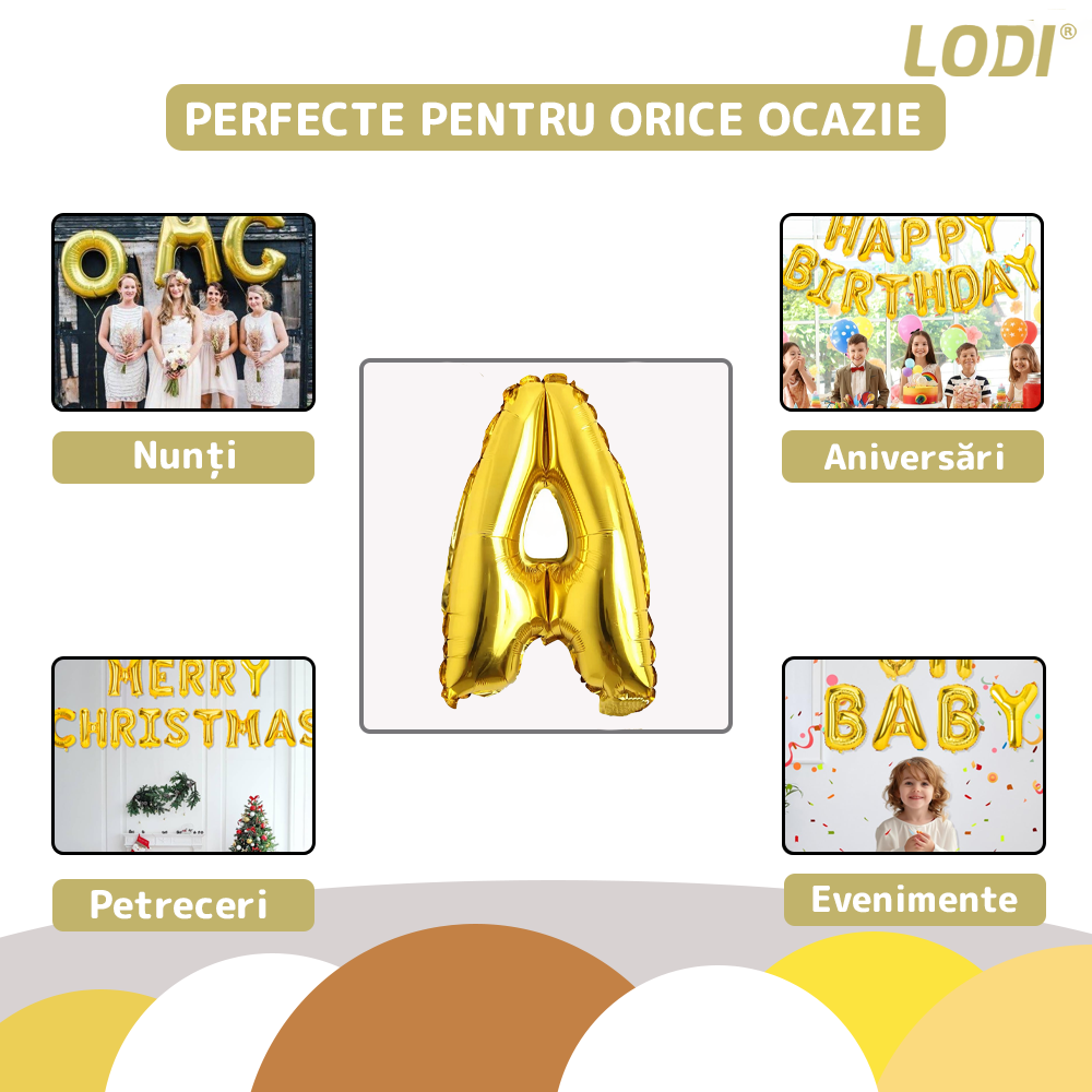 Balon in Forma de Litera A Lodi1467, metalizat, pentru Petreceri/Aniversari/Evenimente, rezistent, folie, gold, 40 cm
