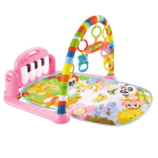 Centru de Activitati si Joaca Lodi327, saltea interactiva pentru copii  cu sunete, multifunctional, pian si oglinda detasabile, jucarii zornaitoare, 4 moduri interactive si educative, roz