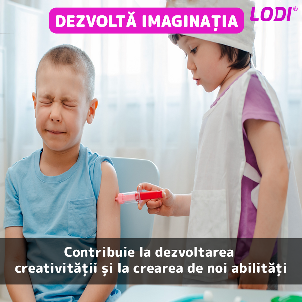 Set Trusa Medicala Asistenta Doctor Lodi477, joc de rol, 11 accesorii si cutie penntru depozitare, 37.5 x 21 cm, roz inchis