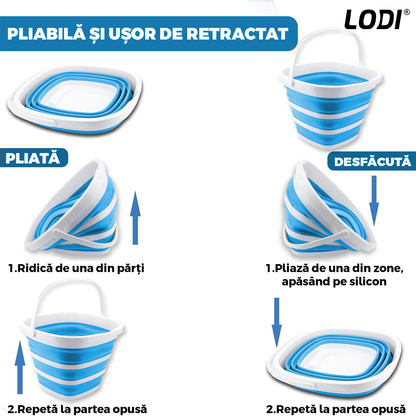 Galeata Pliabila Lodi666, rezistenta, usor de depozitat, compacta, capacitate de 10 L, albastru