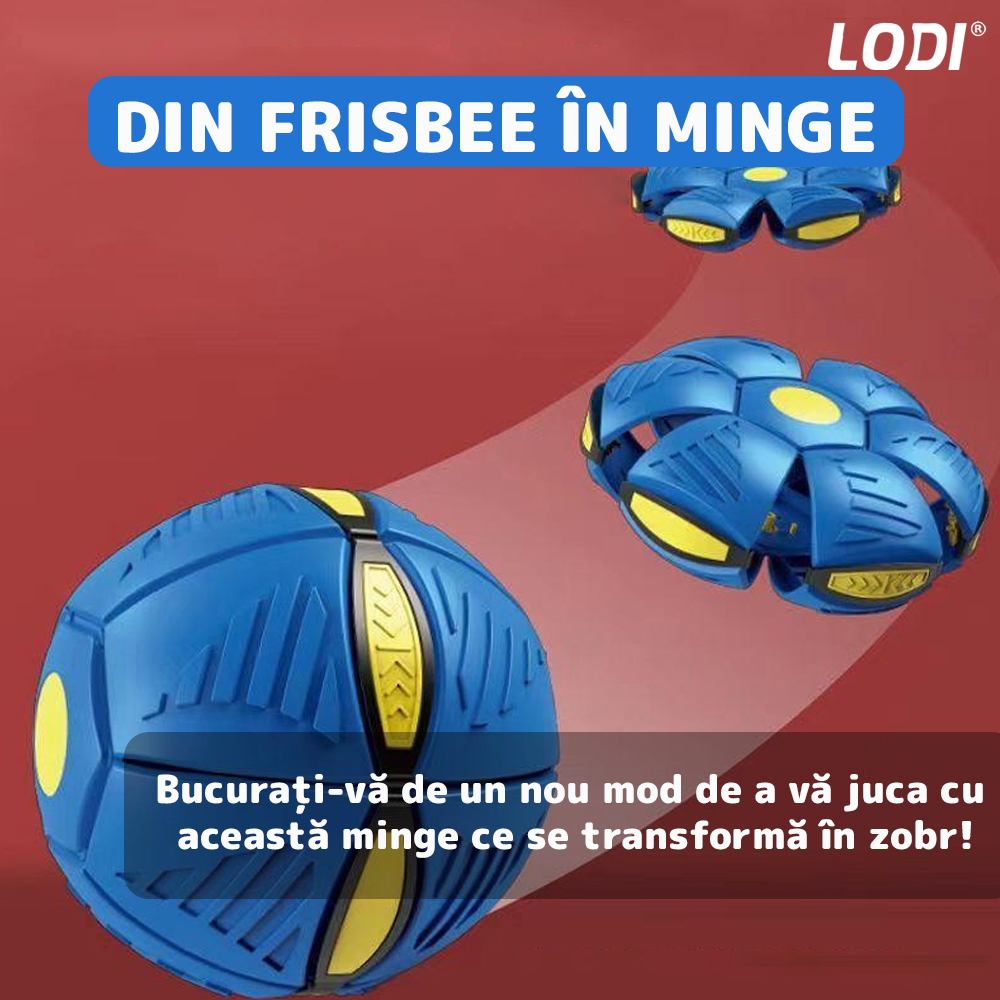 Minge Zburatoare Transformabila in Disc Frisbee Lodi340, 2 moduri de joaca, 23 cm, albastru