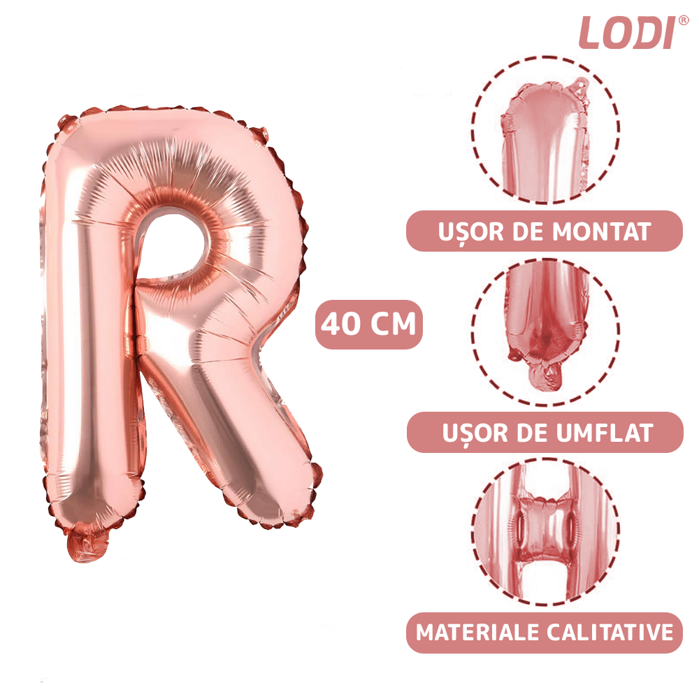 Balon in Forma de Litera R Lodi1473, metalizat, pentru Petreceri/Aniversari/Evenimente, rezistent, folie, rose gold, 40 cm