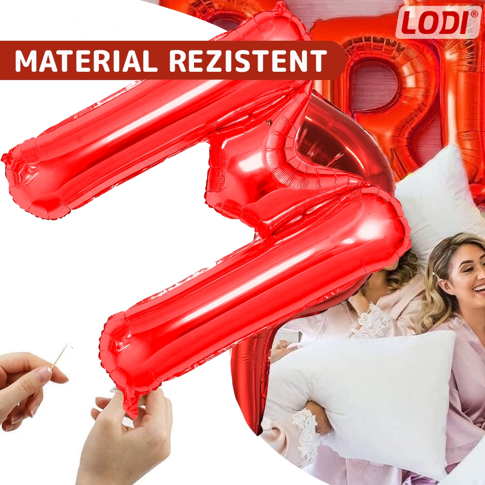 Balon in Forma de Litera M Lodi1476, metalizat, pentru Petreceri/Aniversari/Evenimente, rezistent, folie, rosu, 40 cm
