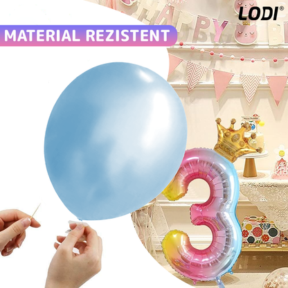 Set 14 Baloane Lodi1045, Cifra 3, pentru Petreceri/Aniversari/Evenimente, coronita, balon cifra, baloane clasice, multicolor