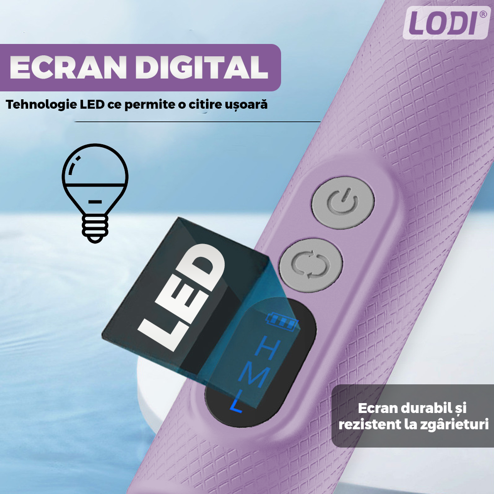 Pila Electrica Profesionala pentru Unghii Lodi1136, freză wireless, 18000 RPM, ecran LED, manichiura-pedichiura, 12 capete pentru pila, 36 benzi de slefurie, portabila, mov