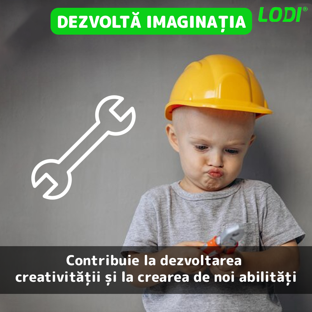 Set Trusa de Unelte si Scule Lodi476, jucarie de rol, 14 accesorii si cutie pentru depozitare. 37.5 x 21 cm, portocaliu