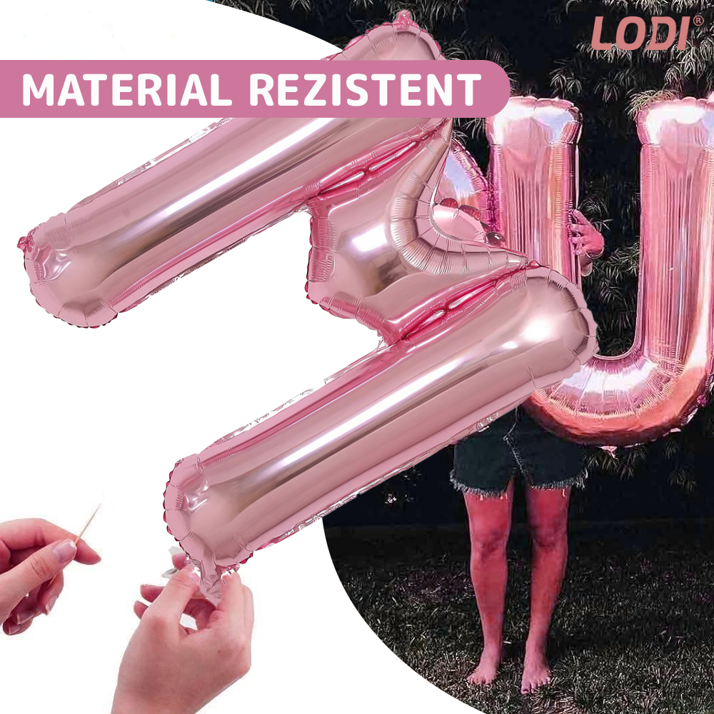 Balon in Forma de Litera M Lodi1475, metalizat, pentru Petreceri/Aniversari/Evenimente, rezistent, folie, roz, 40 cm