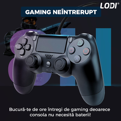 Controller cu Fir DoubleShock Lodi541, compatibil cu PS4, joystick-uri analog, vibratie dubla, negru