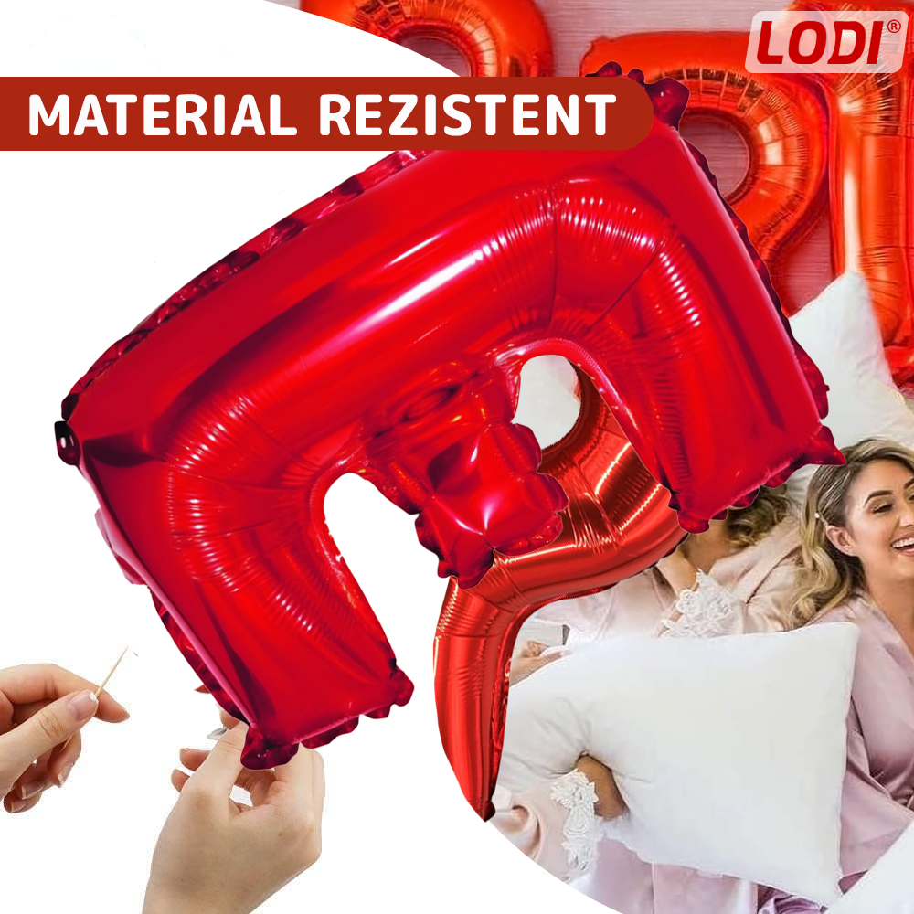 Balon in Forma de Litera E Lodi1477, metalizat, pentru Petreceri/Aniversari/Evenimente, rezistent, folie, rosu, 40 cm