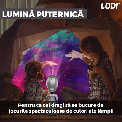 Proiector de Lumini Lodi545, tip extraterestru, cu telecomanda si timer pentru durata de iluminare, 8 moduri de proiectie, rotire 360 de grade, ajustare luminozitate, gri
