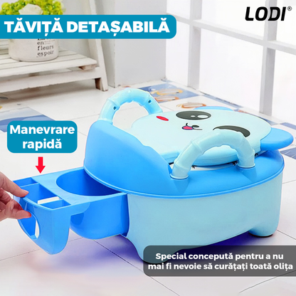 Olita Educationala Lodi653, model panda, imita toaleta, capac cu urechiuse, recipient detasabil, confortabila, albastru